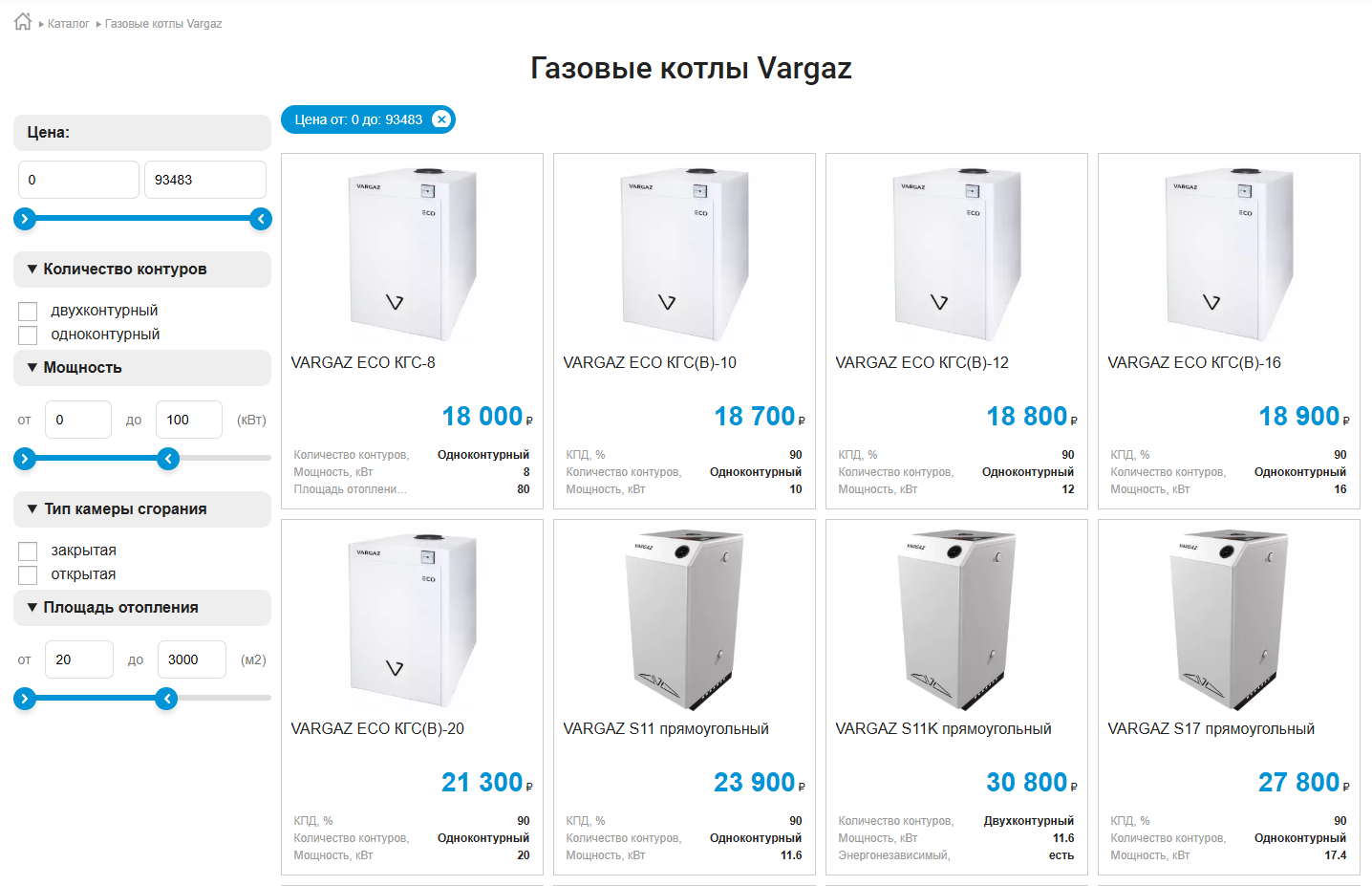 Каталог в формате интернет магазина, вывод содержимого раздела